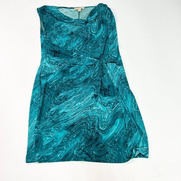 Michael Michael Kors Dress Womens Large Green Abstract Sleeveless Sheath Jersey - Picture 1 of 8